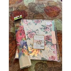NIB C.R. Gibson Cottagecore Floral File Folders (9) & NIB Garden Flag Set‎
